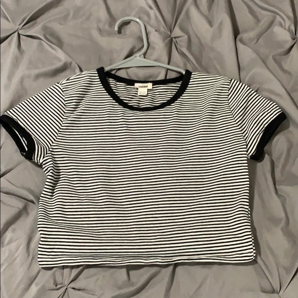 garage stripped crop top